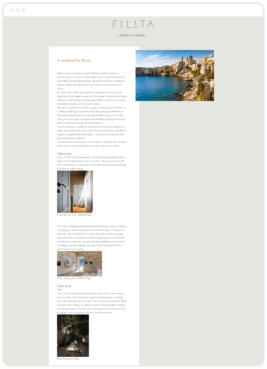 Filita Travel Website2